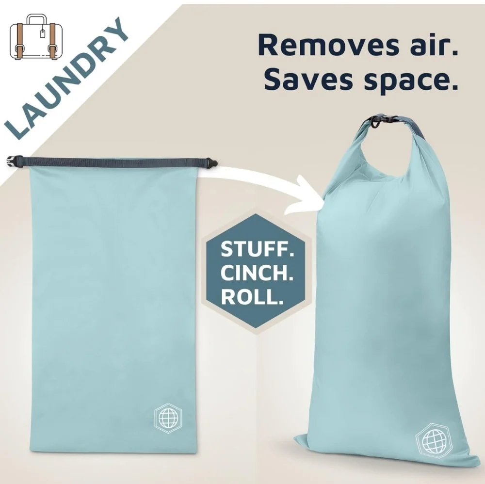 TRIPPED Compression Packing Cubes - 6-Piece Travel Essential Set - Teal